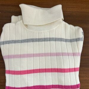 Talbots Cream Striped Turtleneck - Size S